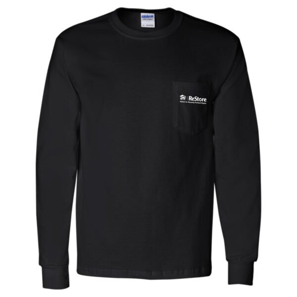 Gildan - Ultra Cotton® Long Sleeve Pocket T-Shirt - Printed Logos Thumbnail