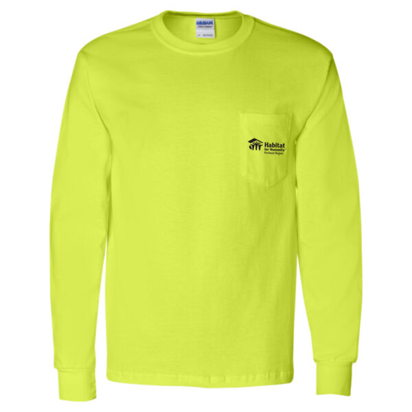 Gildan - Ultra Cotton® Long Sleeve Pocket T-Shirt - Printed Logos Thumbnail