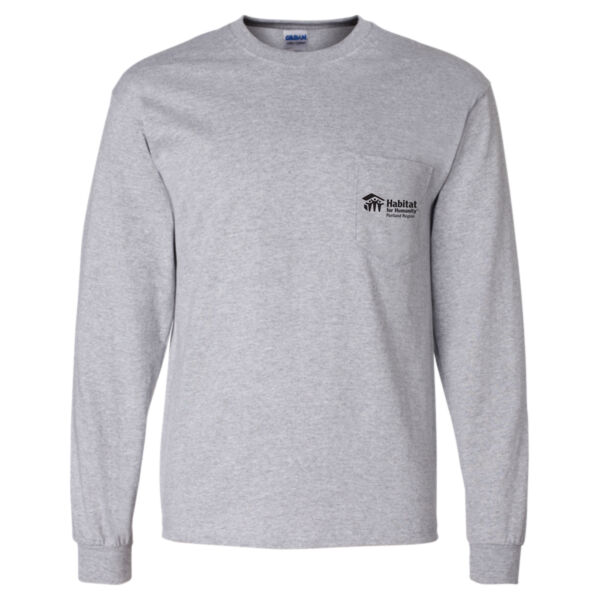 Gildan - Ultra Cotton® Long Sleeve Pocket T-Shirt - Printed Logo Thumbnail